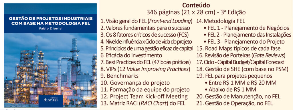 Livro Gestão de projetos industriais com base na metodologia FEL
