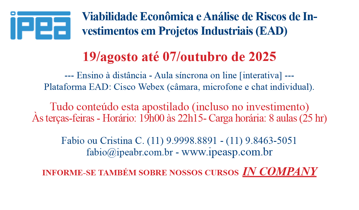 Viabilidade econômica e Análise de Investimentos em Projetos Industriais EAD (Semestre 1)